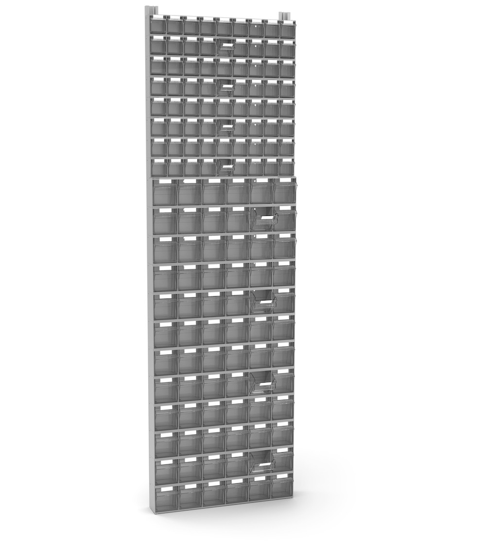 Scaffale con 144 cassetti portaminuteria Visual Box, H2000 mm