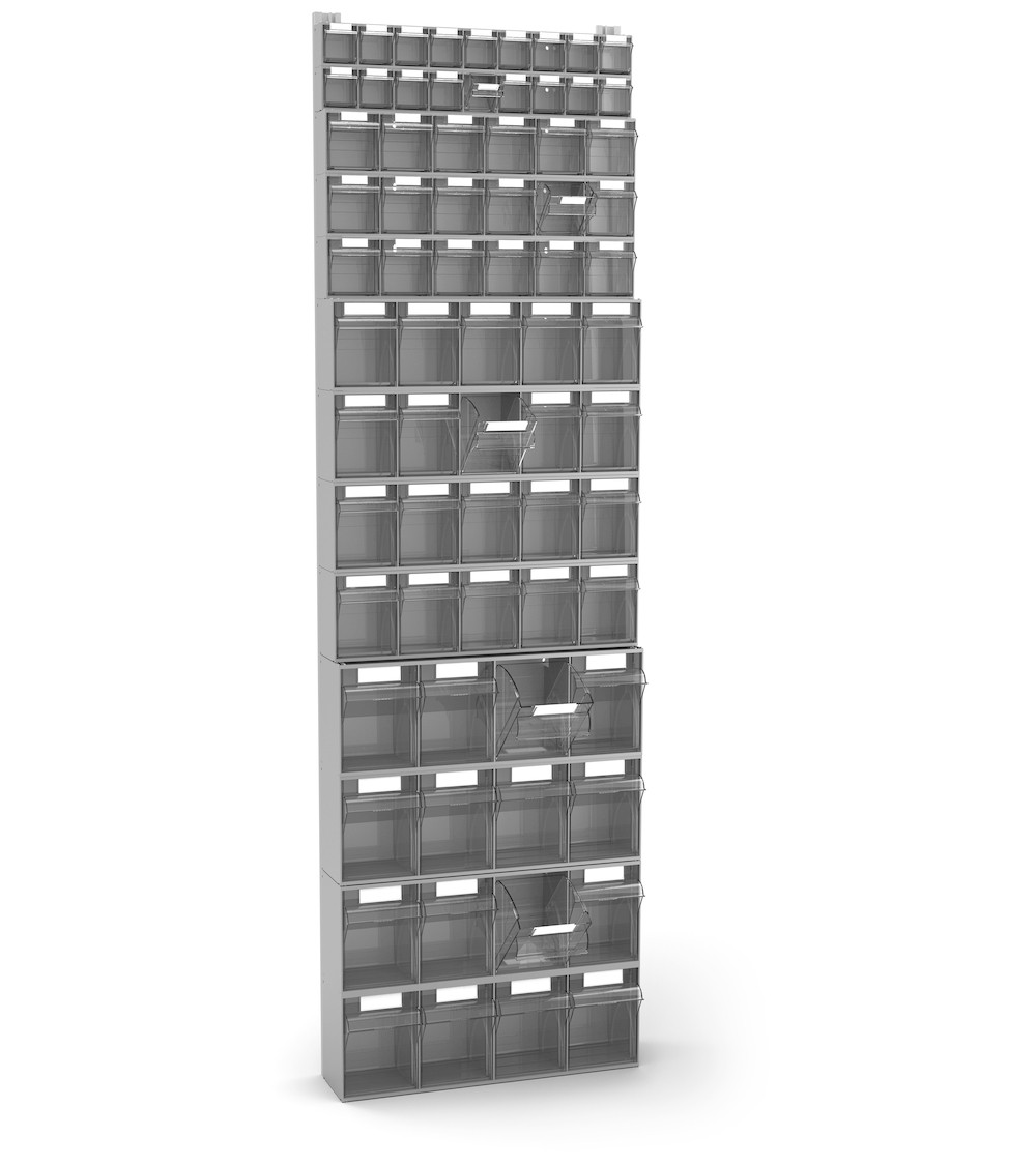 Scaffale con 72 cassetti portaminuteria Visual Box, H2000 mm