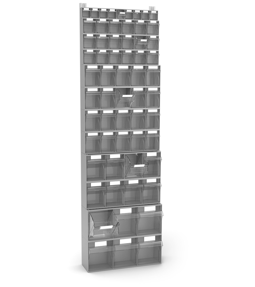 Scaffale con 61 cassetti portaminuteria Visual Box, H2000 mm