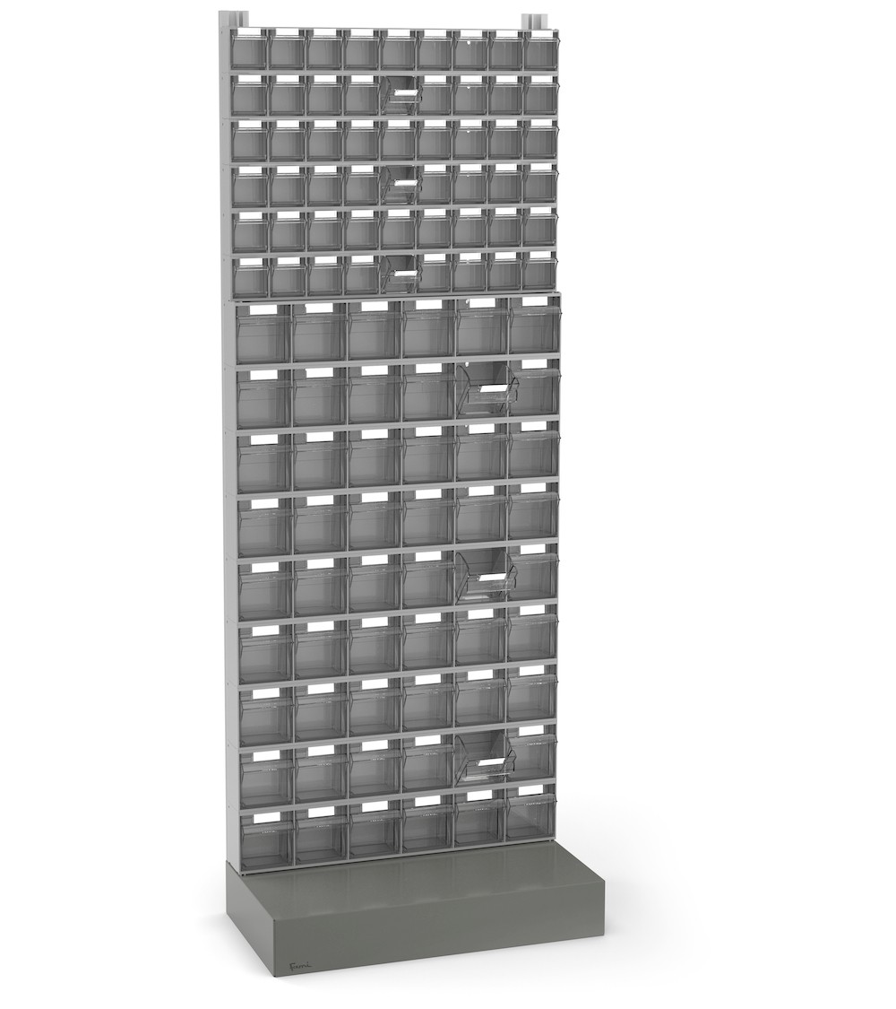 Scaffale portaminuteria con base con 108 cassetti Visual Box, H1600 mm