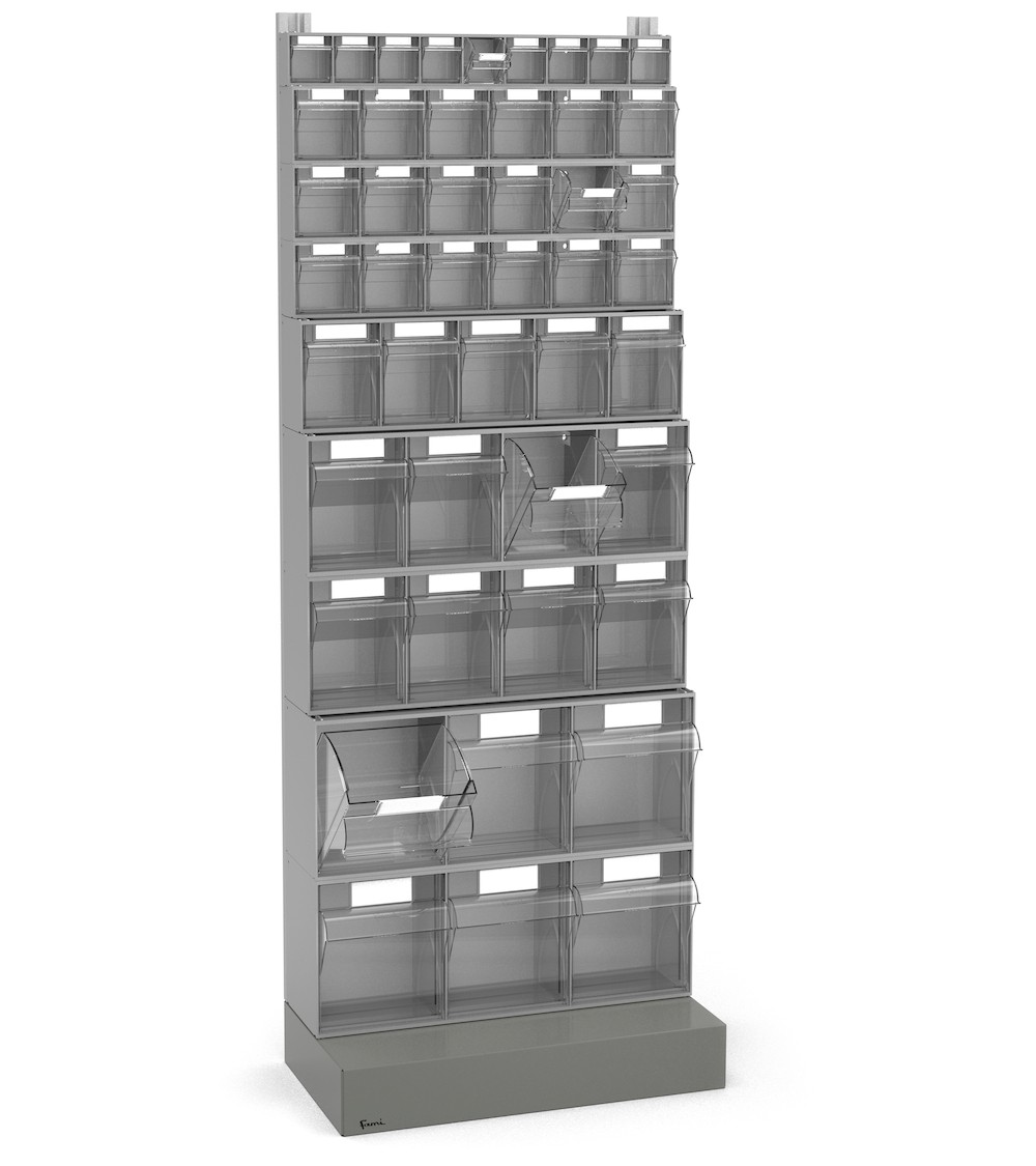 Scaffale portaminuteria con base con 46 cassetti Visual Box, H1600 mm