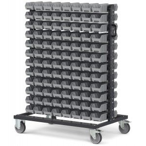Carrello porta minuteria con 192 contenitori a bocca di lupo Picking Box Air  grigio tele 1