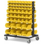 Carrello con 100 contenitori a bocca di lupo Picking Box Air giallo zinco