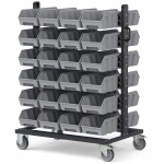 Carrello porta minuteria con 48 contenitori a bocca di lupo Picking Box Air grigio tele 1