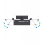 Supporto per 3 monitor da pavimento con porta tastiera e mensola