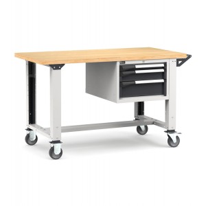 Banco professionale con ruote e 3 cassetti, 150 cm, grigio e antracite