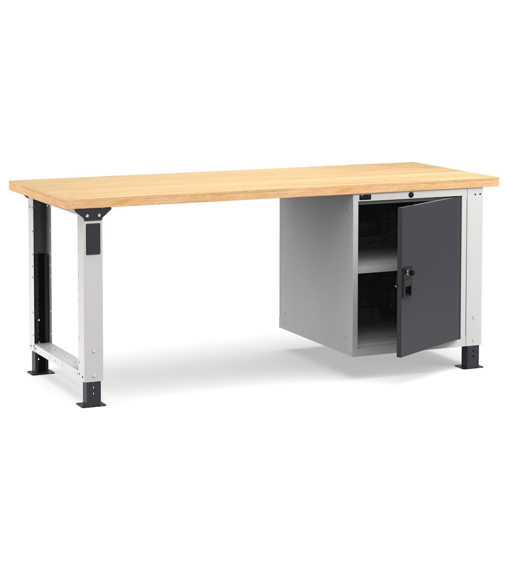 Banco professionale regolabile con porta e piano regolabile, 200 cm, grigio e antracite