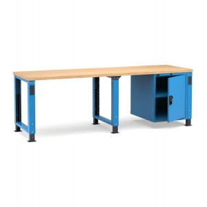 Banco professionale regolabile con porta e piano regolabile, 250 cm, blu e antracite