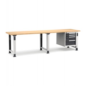 Banco professionale regolabile con 4 cassetti 2x75 1x150 1x200, 300 cm, grigio e antracite