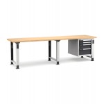 Banco professionale regolabile con 4 cassetti 2x75 1x150 1x200, 300 cm, grigio e antracite