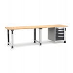 Banco professionale regolabile con 4 cassetti 1x100 2x150 1x200, 300 cm, grigio e antracite