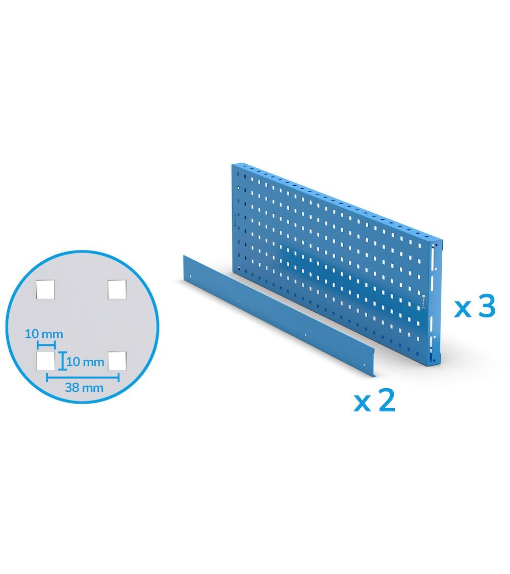 Kit 3 Pannelli porta attrezzi e 2 bordi, 953x40x304 mm
