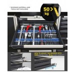 Cassettiera porta attrezzi con ruote, 6 cassetti 1x50 2x75 2x100 1x200, L561 x P726 x H922 mm