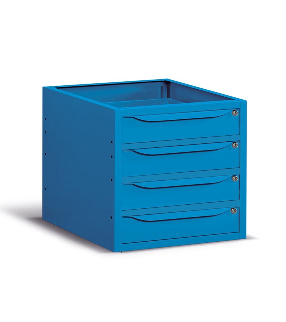 Cassettiera per banco, 4 cassetti, 63 cm, Blu