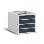 Cassettiera per banco, 4 cassetti, 63 cm, Grigio