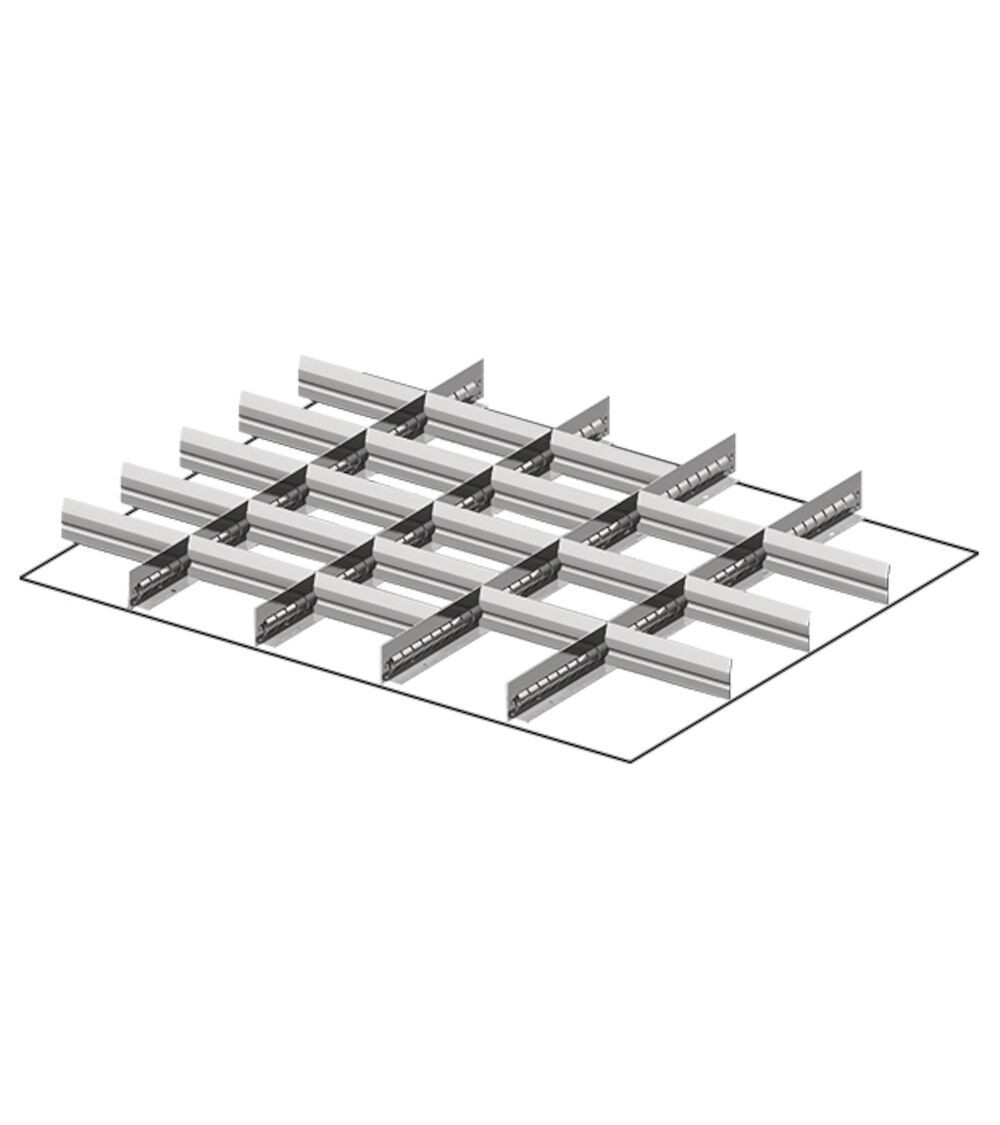 Set 4 divisori longitudinali, 21 divisori trasversali per cassetti con H 300 mm, 45x36 EH
