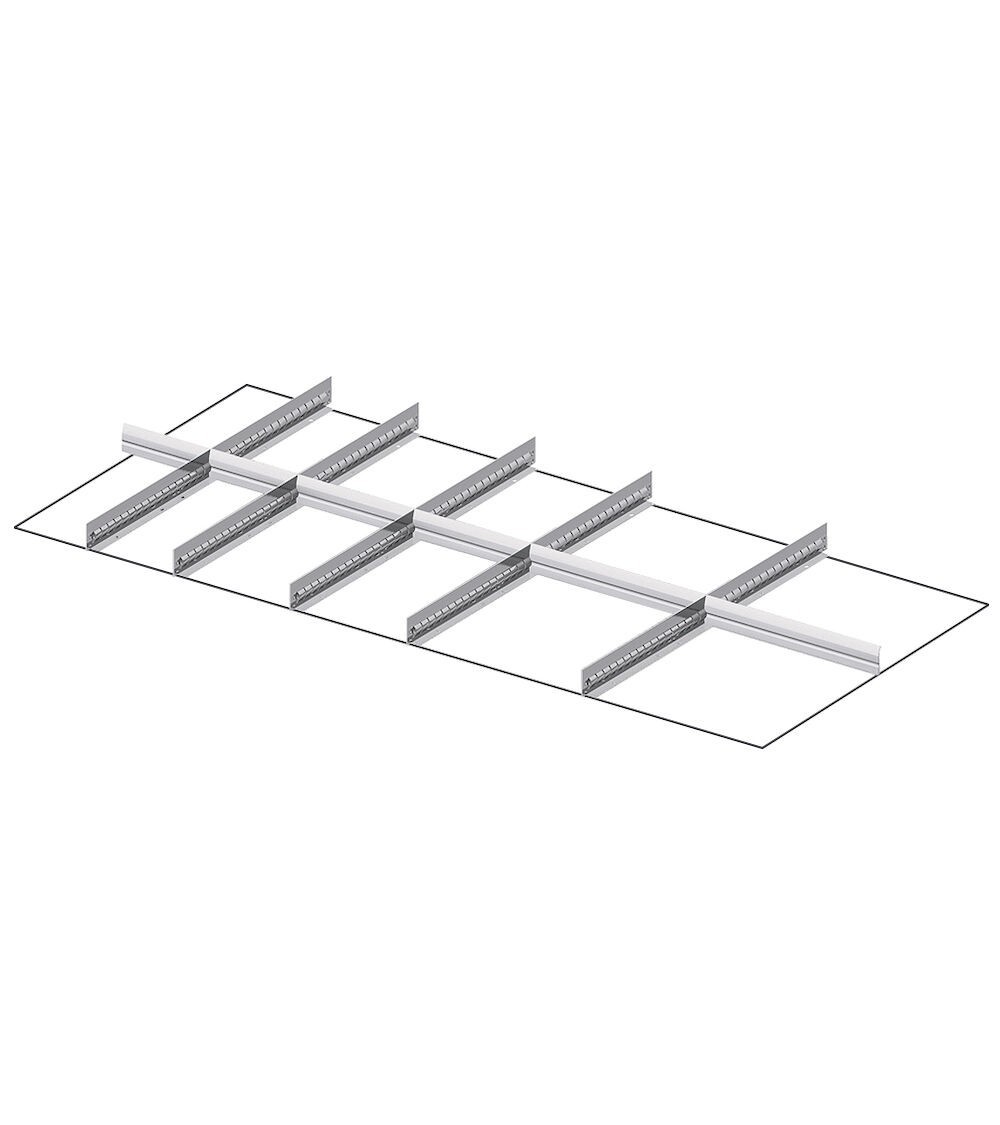 Set 5 divisori longitudinali, 6 divisori trasversali per cassetti con H 100/125 mm, 78X36 EH