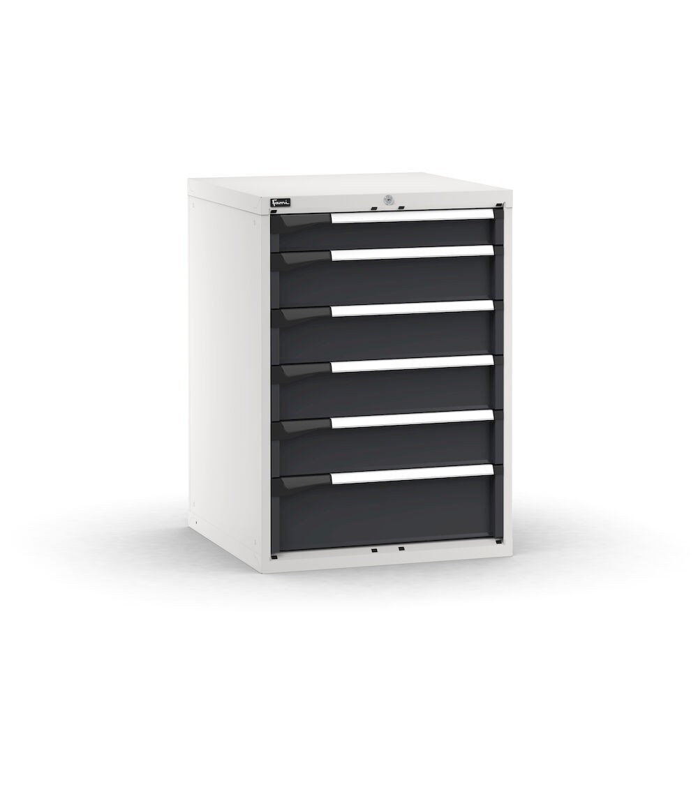 Cassettiera porta attrezzi, 6 cassetti ad estrazione telescopica 1x100 4x150 1x200, L714 x P726 x H1000 mm