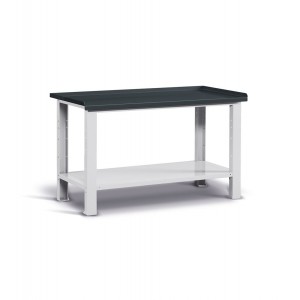 Banco da lavoro Work con piano in acciaio, 150cm, Grigio