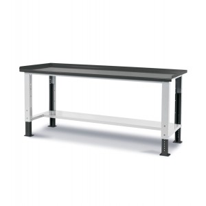 Banco Work Up con piano in acciaio, 200cm, Grigio
