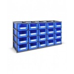 Scaffale monoblocco per minuteria con 20 contenitori Picking Box Classic, mis.  4,  L1765  x P500 x H885 mm