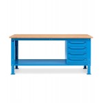 Banco da lavoro Work Up WORK2004 con 1 armadio a cassetti con 4 cassetti, colore blu