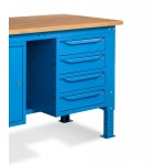 Banco da lavoro Work Up WORK2006 con 1 armadio a cassetti con 4 cassetti e 1 armadi, colore blu