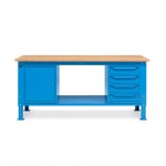 Banco da lavoro Work Up WORK2006 con 1 armadio a cassetti con 4 cassetti e 1 armadi, colore blu