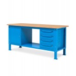 Banco da lavoro Work Up WORK2006 con 1 armadio a cassetti con 4 cassetti e 1 armadi, colore blu