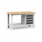 Banco da officina con 4 cassetti, 150 cm, Grigio e antracite