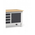 Banco con 4 cassetti, armadio con porta e ripiano, parete portautensili e accessori, 200 cm, Grigio e antracite