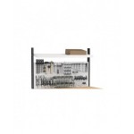 Banco professionale con 4 cassetti, parete e accessori, 150 cm, grigio e antracite