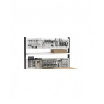 Banco professionale con 4 cassetti, parete e accessori, 150 cm, grigio e antracite