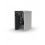 Banco professionale con 4 cassetti, anta, ripiano regolabile, morsa e allacciamenti, 200 cm, grigio e antracite