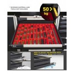 Banco professionale con 4 cassetti, anta, ripiano regolabile, morsa e allacciamenti, 200 cm, grigio e antracite