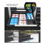 Banco professionale con 4 cassetti, anta, ripiano regolabile, morsa e allacciamenti, 200 cm, grigio e antracite