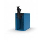 Banco professionale con 4 cassetti, anta, ripiano regolabile, morsa e allacciamenti, 200 cm, blu e antracite
