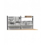 Banco professionale regolabile con parete e cassetto, 250 cm, grigio e antracite