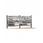 Banco professionale regolabile con parete e cassetto, 250 cm, grigio e antracite