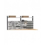 Banco professionale regolabile con parete e cassetto, 250 cm, grigio e antracite