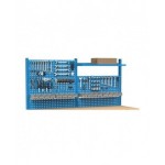 Banco professionale regolabile con parete e cassetto, 250 cm, blu e antracite