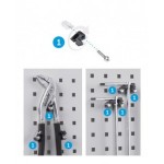 Banco professionale regolabile con parete e cassetto, 250 cm, blu e antracite