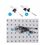 Banco professionale regolabile con parete e cassetto, 250 cm, blu e antracite