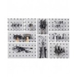 Banco professionale regolabile con parete e 4 cassetti 2x75 1x150 1x200, 250 cm, grigio e antracite