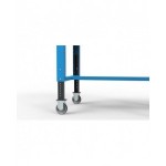 Banco professionale con ruote, 8 cassetti,  porta, ripiano regolabile, morsa e allacciamenti, 300 cm, blu e antracite