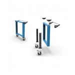 Banco professionale con ruote, 8 cassetti,  porta, ripiano regolabile, morsa e allacciamenti, 300 cm, blu e antracite
