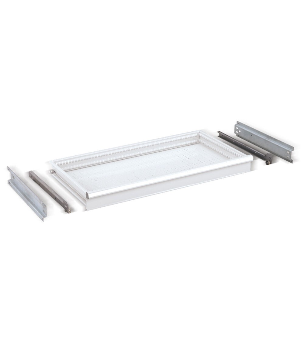 Cassetto per scaffale a estrazione semplice H 100 mm, grigio chiaro