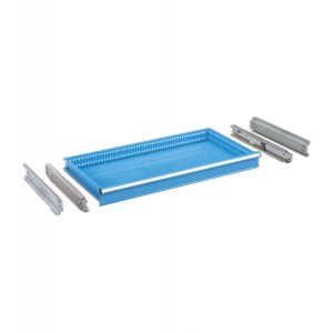 Cassetto per scaffale a estrazione telescopica H 100 mm, blu