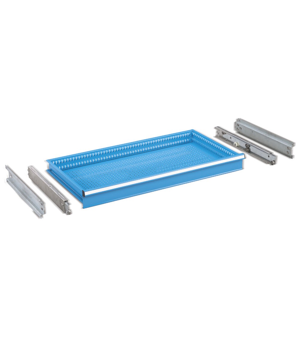 Cassetto per scaffale a estrazione telescopica H 100 mm, blu