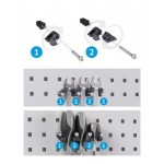 Banco professionale regolabile con parete e cassetto, 200 cm, blu e antracite